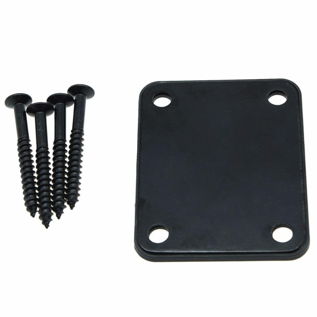 Dopro 4 Bolt Electric Guitar Replacement Neckplate Bass Metal Neck Plate With Screws For Fd Strat Tele Or Basses Black